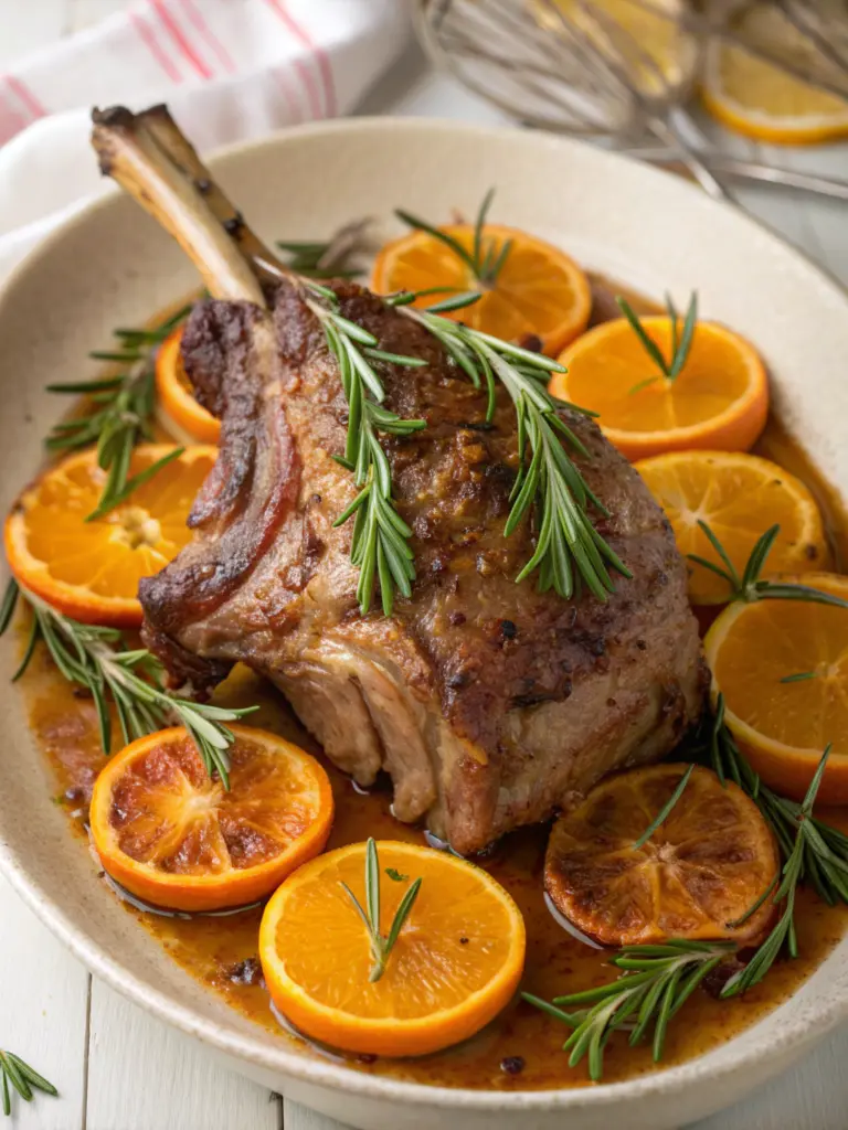 Lammkeule mit Orange und Rosmarin
